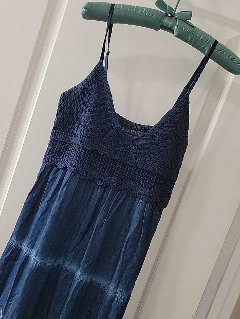 Lapis Navy Crochet Bust Tiered Camisole